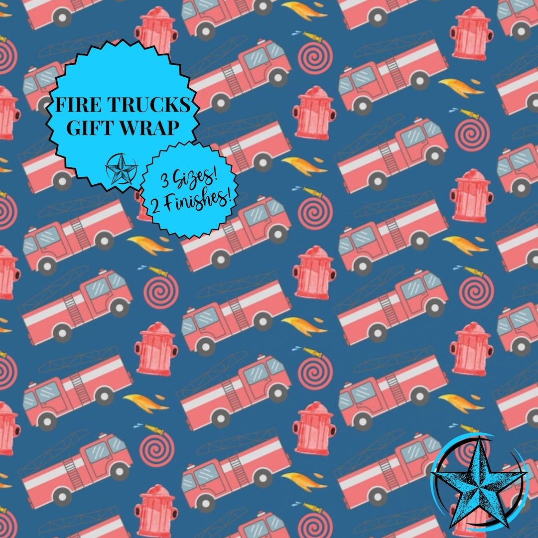 Fire Truck Wrapping Paper. Vibrant Eco-luxury Firefighter Birthday ...