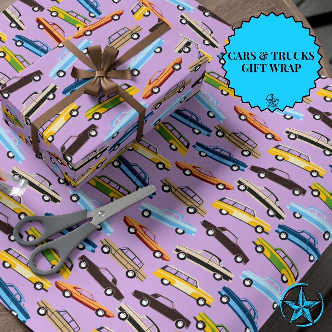 Car Wrapping Paper. Vibrant Ecofriendly Vintage Car Lover Etsy