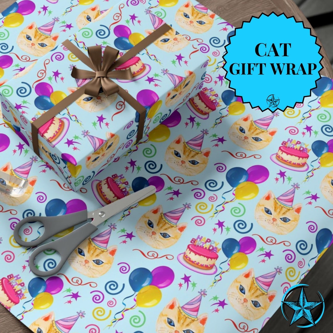 Orange Tabby Cat Birthday Wrapping Paper. Vibrant Ecofriendly Etsy