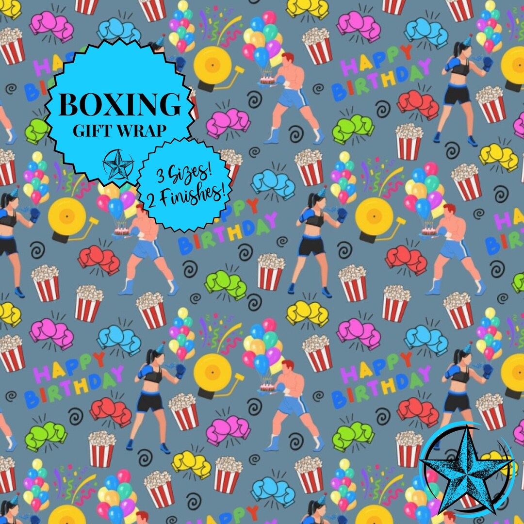 Boxing Wrapping Paper. Vibrant Ecoluxury Boxing Birthday Theme Gift