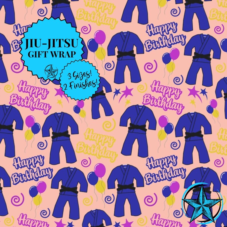 Jiujitsu Birthday Wrapping Paper. Vibrant Ecoluxury Brazilian BJJ