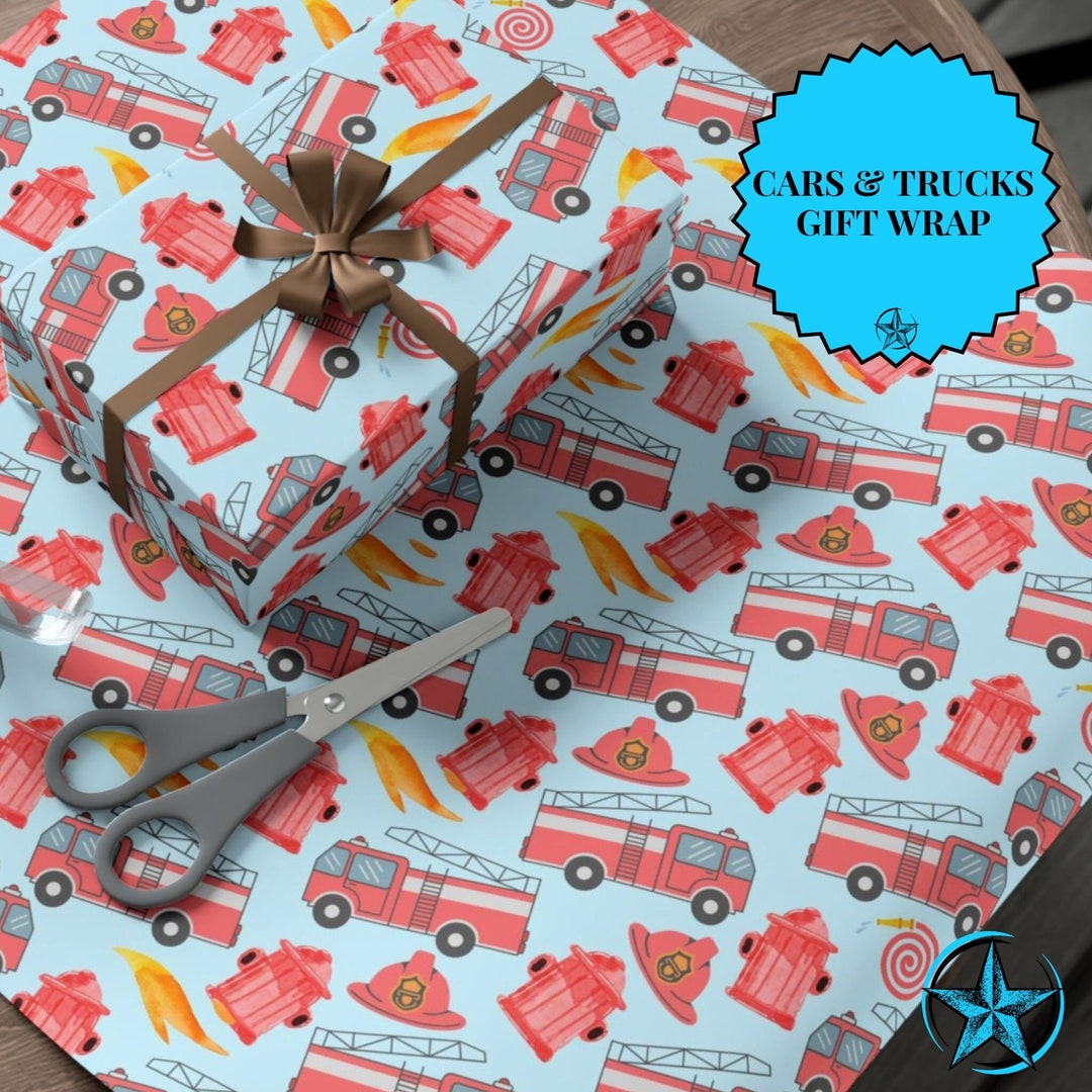 Fire Truck Wrapping Paper. Vibrant Eco-friendly Fire Fighter - Etsy