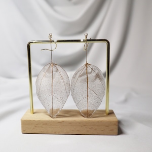 Real Leaf Earring with sterling silver hook, Gold Leaf Earrings, Real Leaf Earrings, Nature Leaf Jewelry, Leaves Jewelry
