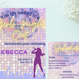 Hannah Montana Karaoke Bachelorette Party/Nashville Bachelorette/Bachelorette Invitation and Itinerary/Karaoke Invite