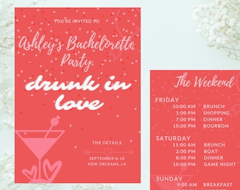 Drunk in Love Bachelorette Invitation, Martini Theme (Digital Download)