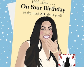 Divertida tarjeta de cumpleaños "Meghan - Con amor": Tarjeta mate de 5 x 7 pulgadas