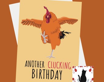 Tarjeta de cumpleaños divertida de gallo - ¡Feliz cumpleaños! - 5 x 7 pulgadas