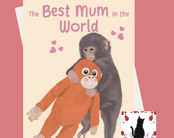 Tarjeta del Día de la Madre con un Mono Ponche (5 x 7 pulgadas)