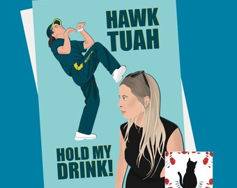 Tarjeta de cumpleaños de Hawk Tuah: Arte divertido de breakdance (12,7 x 18,8 cm)