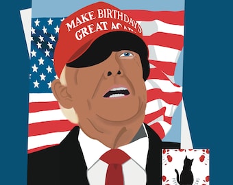 Tarjeta de cumpleaños divertida de Trump: Tarjeta de felicitación sobre política estadounidense (12,7 x 18,8 cm)