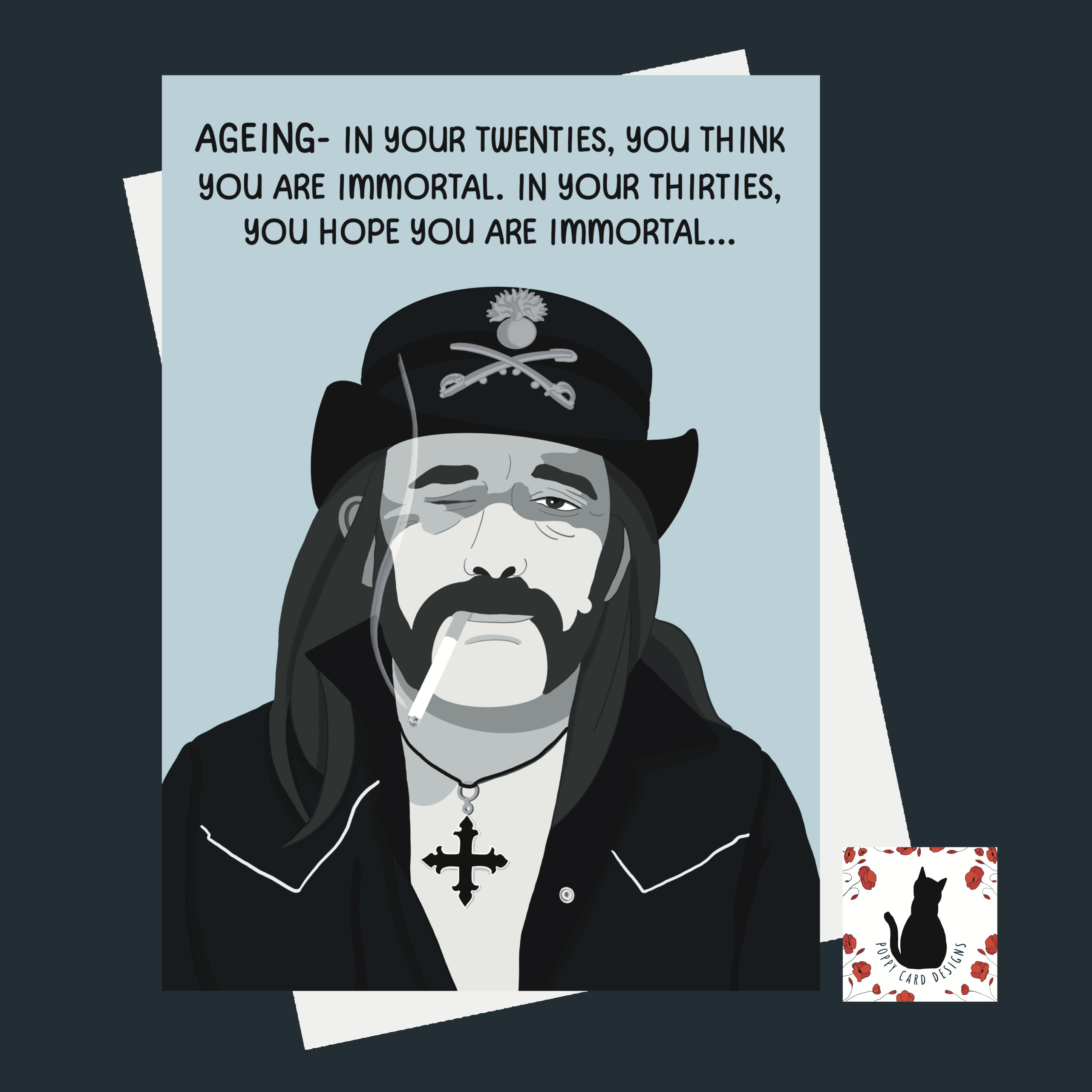 Lemmy Immortal Music Inspired Funny Birthday Greeting Card 5x7 Inch