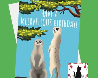 Tarjeta de cumpleaños divertida de suricata: saludo de animales africanos (13 x 18 cm)