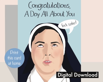 Hermana Michael de Derry - Cumpleaños divertido - Imprimible en casa - Tarjeta de felicitación de cumpleaños (descarga digital)