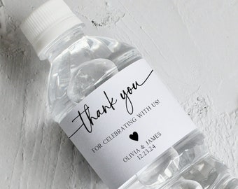 Wedding Water Bottle Label, Thank You Water Bottle Labels, Personalized Waterproof Label, Wedding Welcome Bags, Minimalist Wedding Sticker