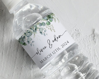 Wedding Water Bottle Labels Eucalyptus Wedding Water Labels Printable Water Bottle Label Template, DIY Wedding Label