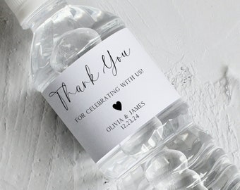 Wedding Water Bottle Label - Thank You Water Bottle Labels, Personalized Waterproof Label, Wedding Welcome Bags, Minimalist Wedding Sticker