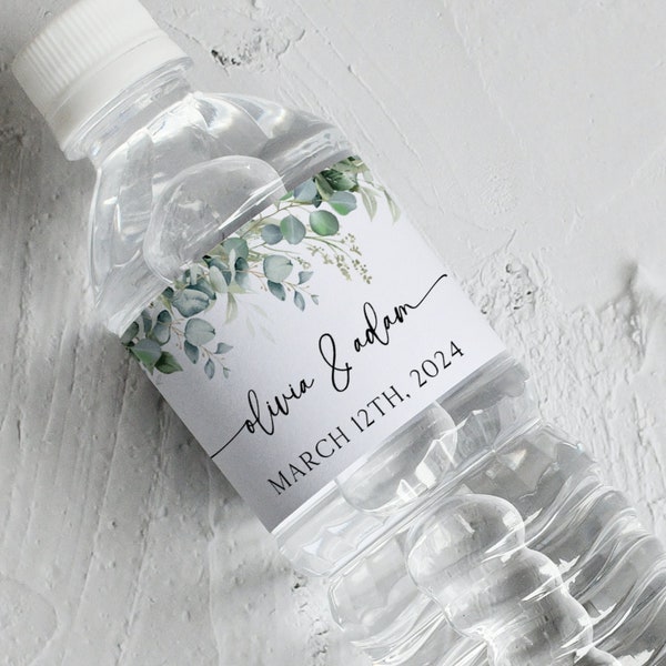 Wedding Water Bottle Labels Eucalyptus Wedding Water Labels Printable Water Bottle Label Template, DIY Wedding Label