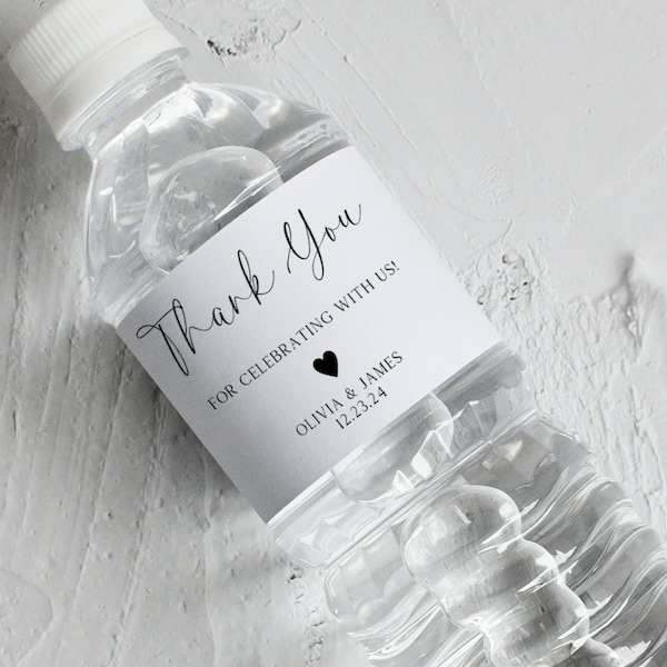 Wedding Water Bottle Label - Thank You Water Bottle Labels, Personalized Waterproof Label, Wedding Welcome Bags, Minimalist Wedding Sticker