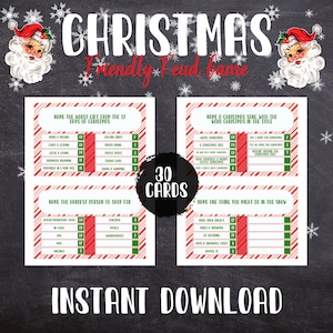 Christmas Friendly Feud Game, Printable Christmas Game, Christmas Party Game, Christmas Game Adults Family,, Christmas Trivia