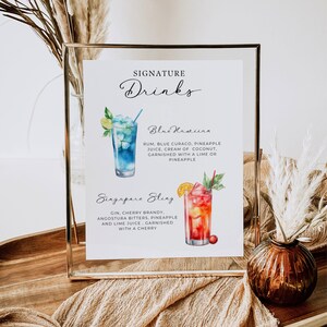 Custom Signature Drinks Sign, Signature Cocktail Sign, Minimalist Wedding Bar Menu Sign, His and Hers Bar Sign