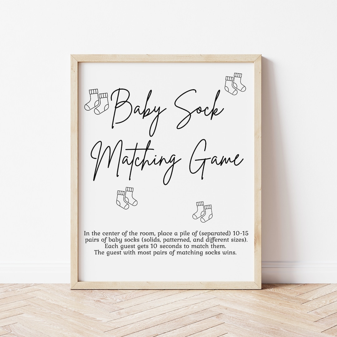 Baby Sock Matching Sign Baby Shower Game Find the Socks Game Printable ...