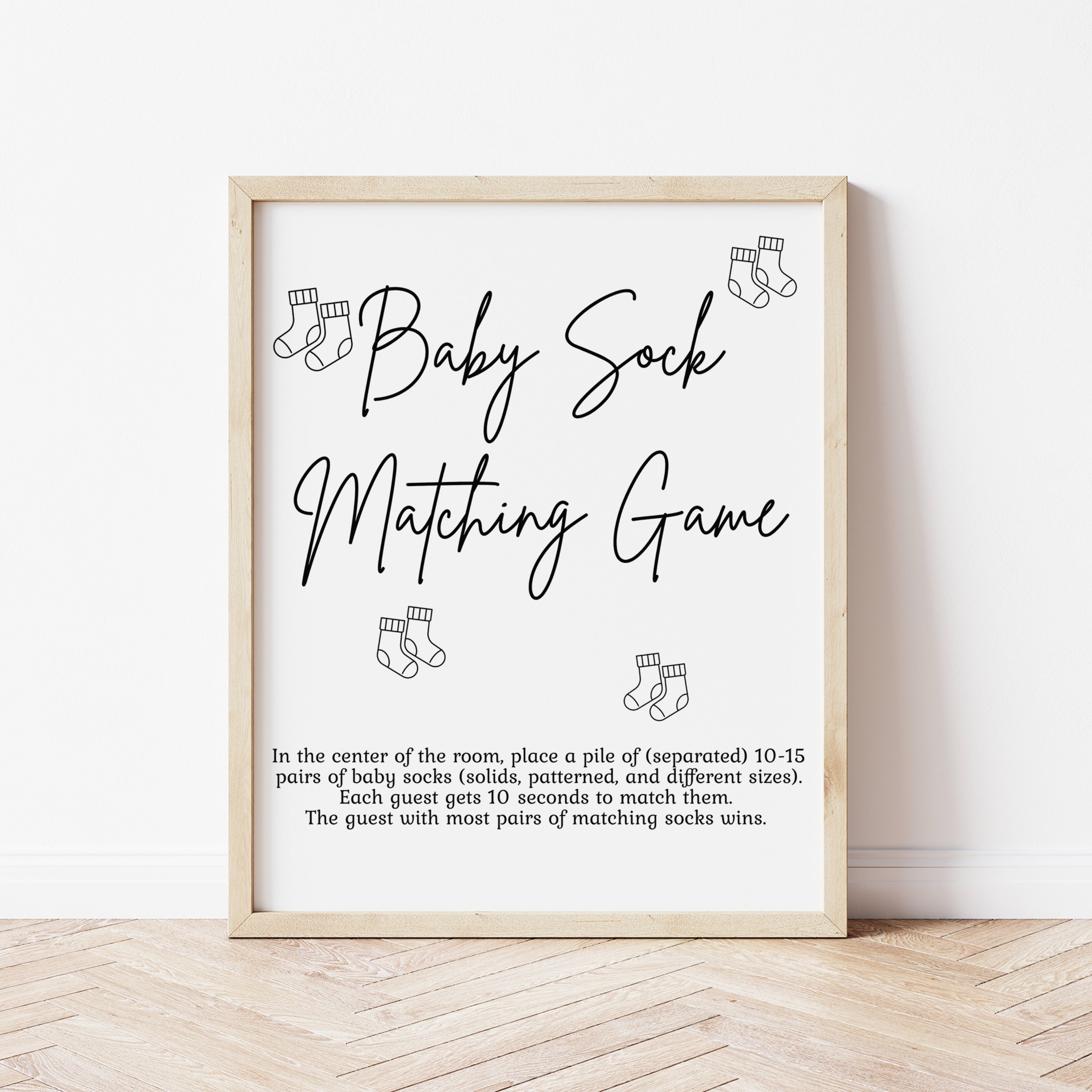 Baby Sock Matching Sign Baby Shower Game Find the Socks Game Printable ...