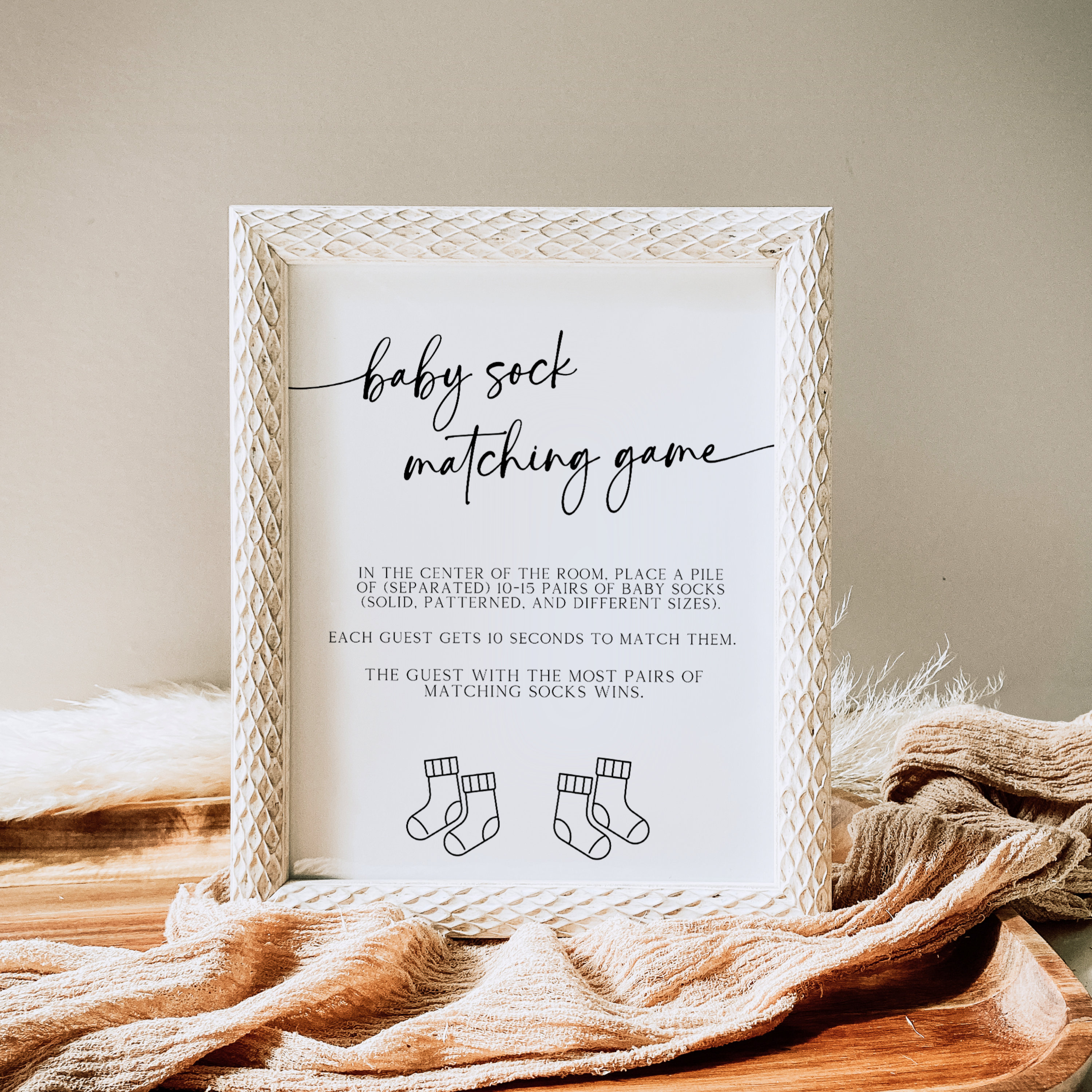 Baby Sock Matching Sign Baby Shower Game Find the Socks Game Printable ...
