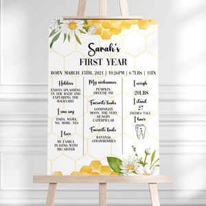 1st Birthday Milestone Sign, Bee Birthday Milestone Board, Baby Milestone Sign Birthday, First Bee Day, First Birthday