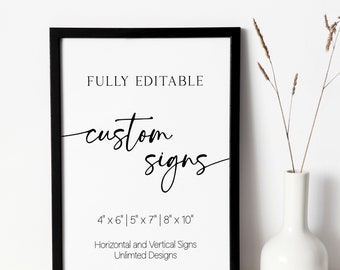 Minimalist Custom Sign Template, Modern Wedding Sign Printable, Customizable Wedding Signage, Bohemian Wedding Signs