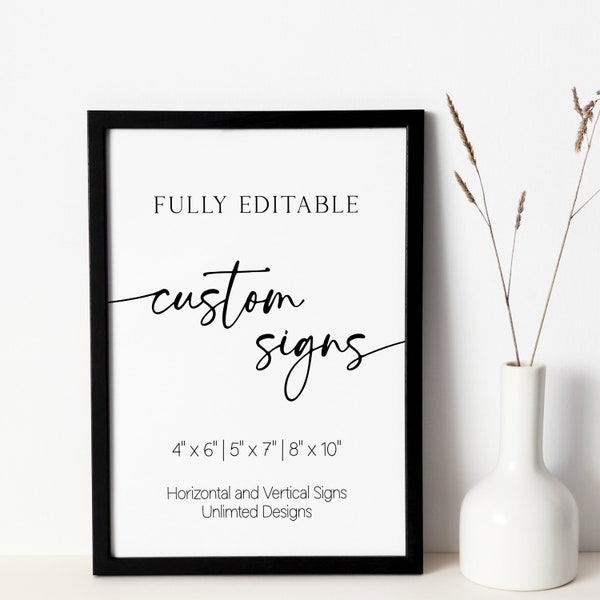 Minimalist Custom Sign Template, Modern Wedding Sign Printable, Customizable Wedding Signage, Bohemian Wedding Signs