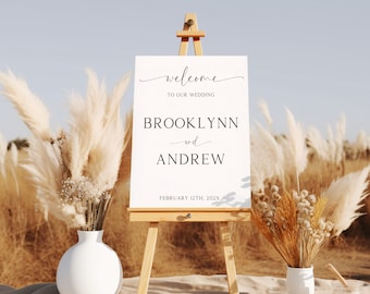 Wedding Welcome Sign, Welcome to our Wedding Poster, Script Welcome Poster, Instant Download, Edit with Corjl