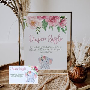 Elephant Diaper Raffle Girl Elephant Baby Shower Game Diaper Raffle ...