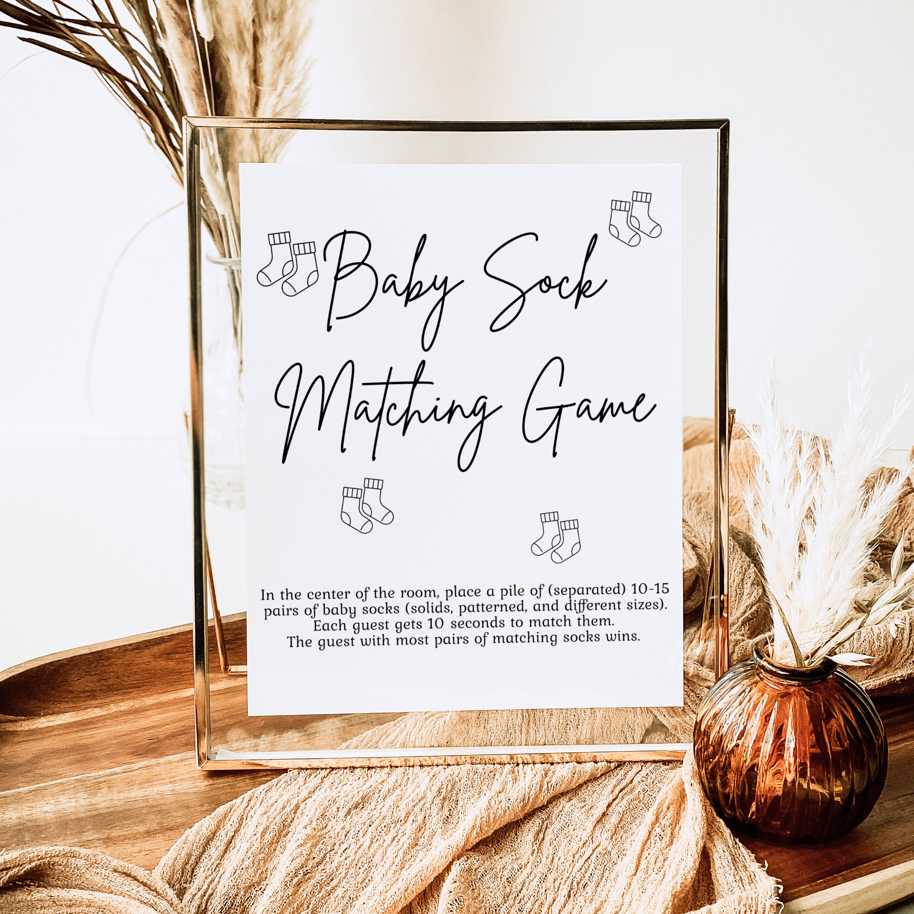 Baby Sock Matching Sign Baby Shower Game Find the Socks Game Printable