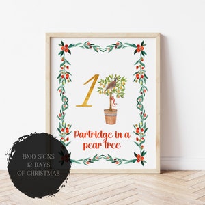 12 Tage Weihnachtsschilder, Zwölf Tage Weihnachtsschilder, 12 Weihnachtstage, 12 Tage Weihnachtsschilder
