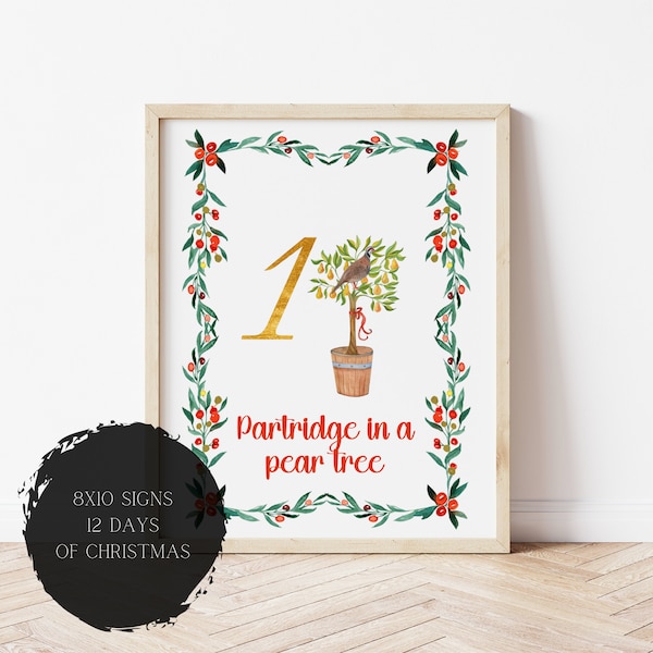 12 Days of Christmas Signs, Twelve Days of Christmas Signs, 12 Days of Christmas, 12 Days of Christmas Printable Signs