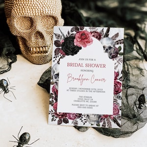 Halloween Bridal Shower Invitation, Til Death Do Us Part Bridal Shower Invite, Coffin, Instant Download