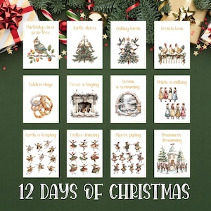 12 Days of Christmas Cards, Twelve Days of Christmas Tags, 12 Days of Christmas, 12 Days of Christmas Printable Gift Tags, Gifts Tags