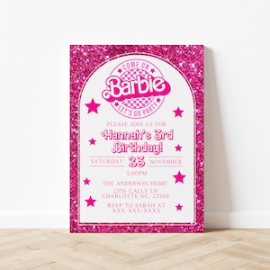 Editable Barbi Invitation, Pink Doll Birthday Party, Barbe Party, Barbi Invite Digital Invite, Printable Template image 4