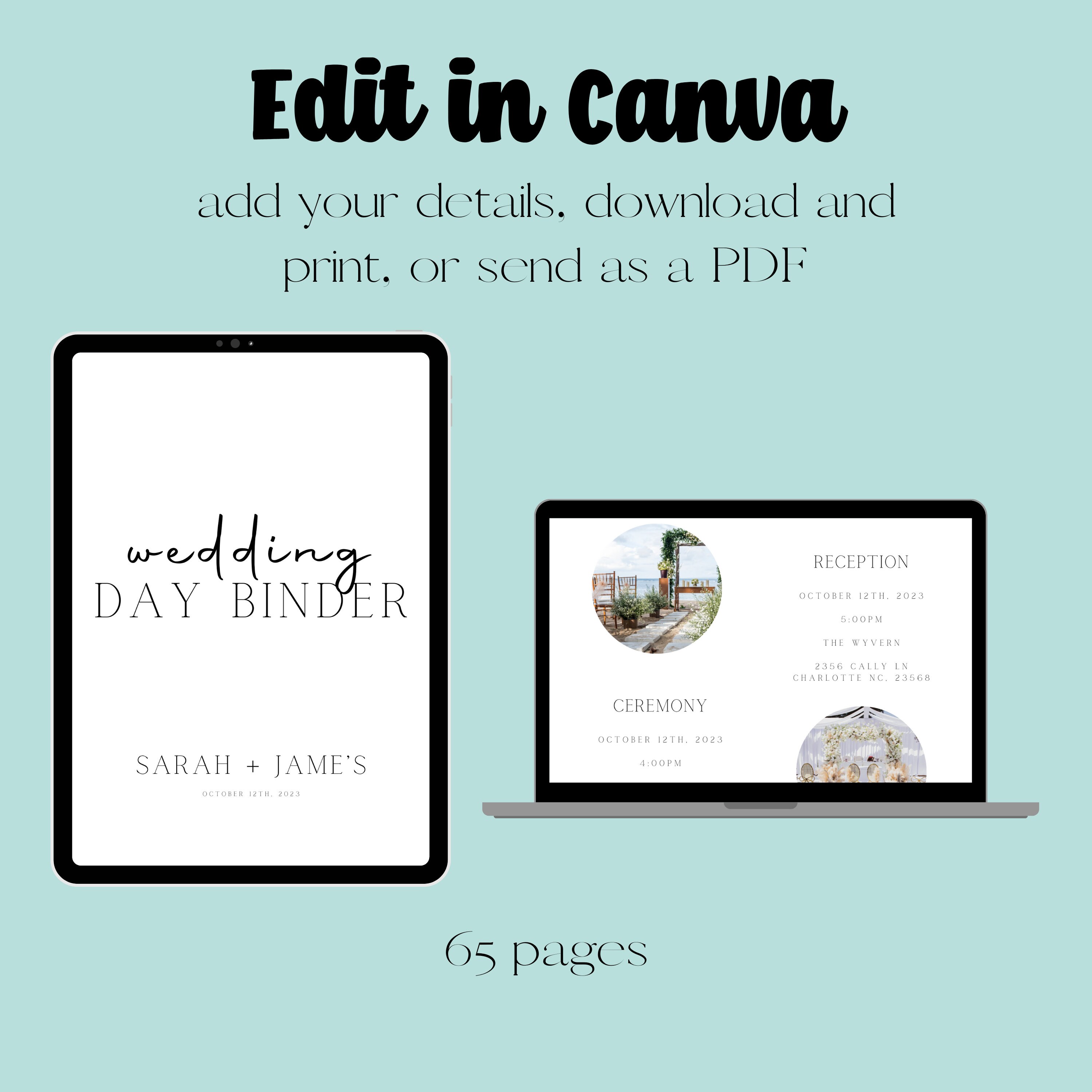 Wedding Day Binder Template Wedding Day Coordination Wedding Etsy