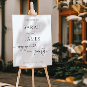 Modern Engagement Party Welcome Sign, Minimalist Engagement Party Sign, Engagement Celebration Editable Template