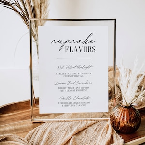 Cupcake-Menü-Schild, bearbeitbare Hochzeits-Cupcake-Schildvorlage, Hochzeitsdessert-Schild, Cupcake-Bar-Schild