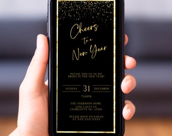 New Years Eve Invitation, New Year Party Invitation, 2024 New Years Eve Invite, Cheers to a New Year, New Year's evite