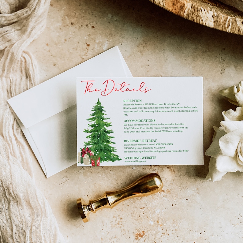 Christmas Wedding Invitation Template, Truck Wedding Invitation, Holiday Wedding Invitation Printable, Wedding Bundle image 4