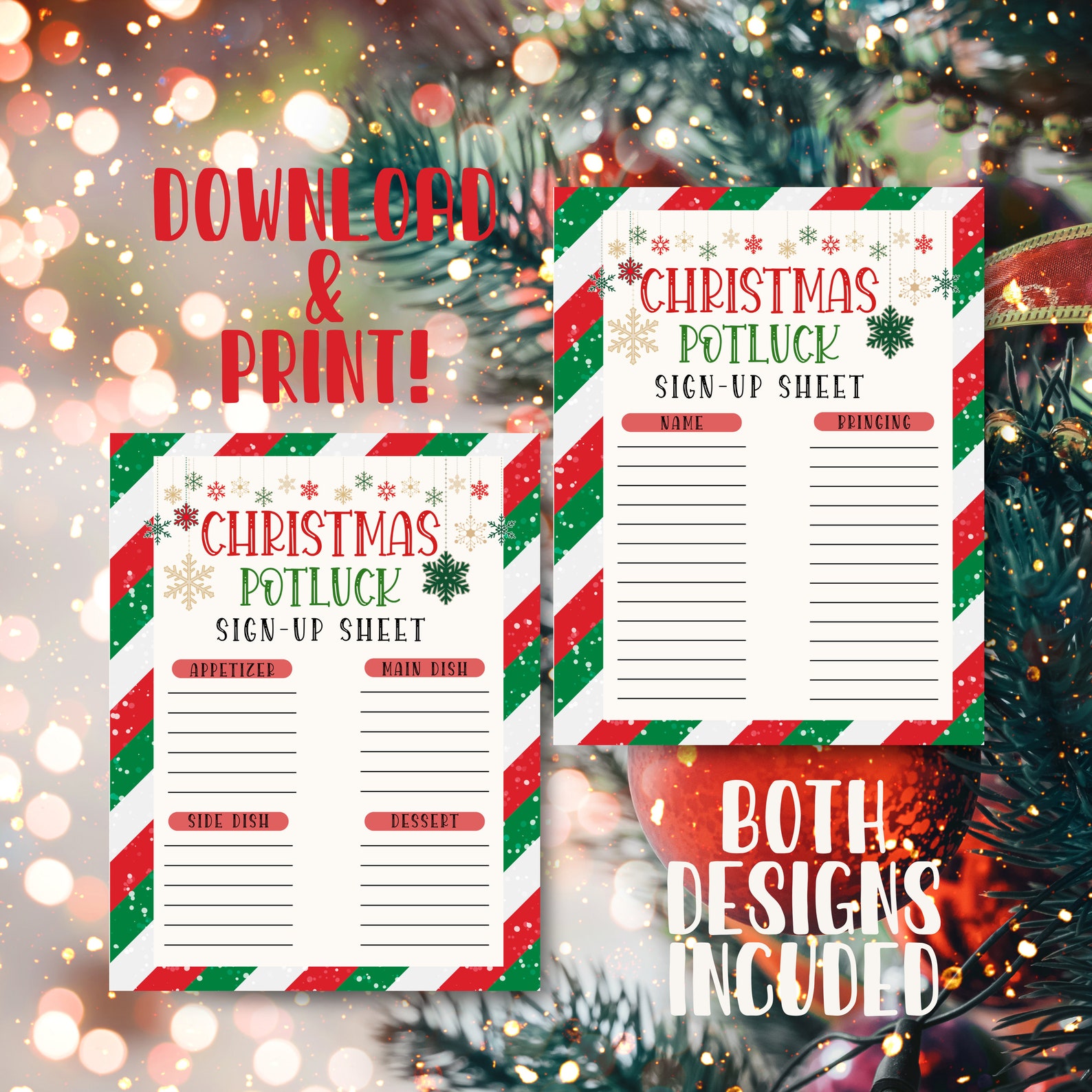 Christmas Potluck Sign up Sheet, Potluck Sign up Sheet, Potluck Sign up