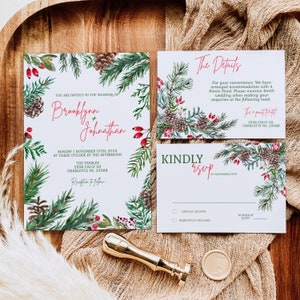 christmas wedding invitation bundle