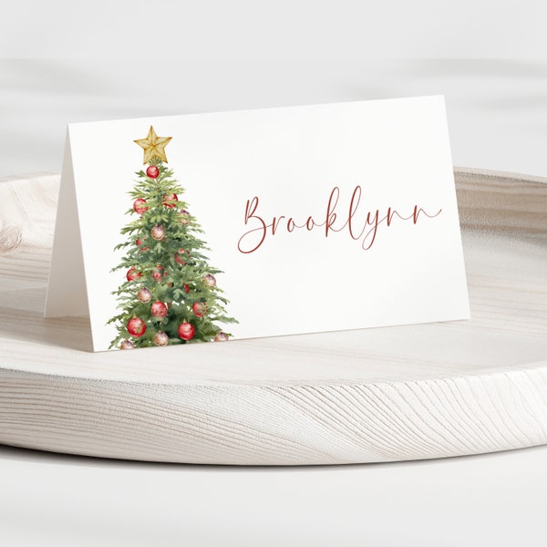 Christmas Dinner Place Card Template, Editable Christmas Place Card, Holiday Brunch Place Card, Christmas Dinner Party Labels Buffet