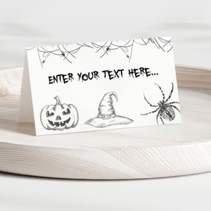 Etiquetas EDITABLES de comida de Halloween, etiqueta de buffet de fiesta de Halloween, etiquetas de comida de tarjeta de tienda, tarjetas de lugar, tarjeta de mesa, descarga instantánea imprimible