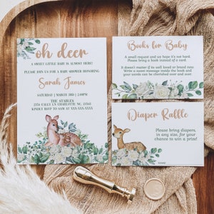 Editable Deer Baby Shower Invitation Bundle, Oh Deer Baby Shower Invite, Girl Baby Shower, Editable Template