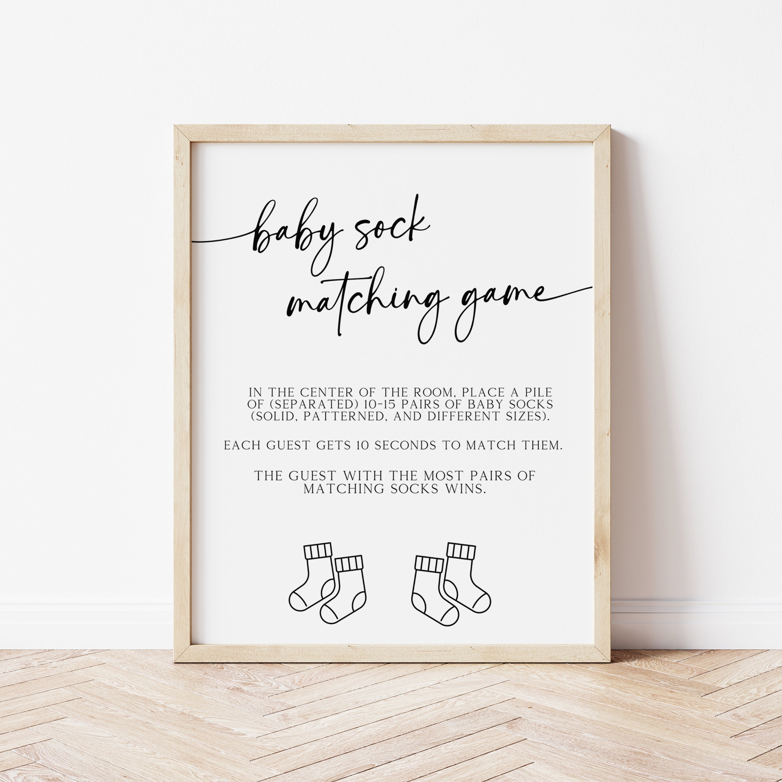 Baby Sock Matching Sign Baby Shower Game Find the Socks Game Printable ...