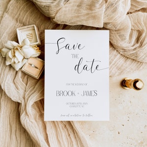 Save the Date Wedding Template, Minimalist Save the Date, Minimal Save the Date, Boho Save the Date Cards Editable Template